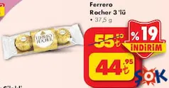 FERRERO ROCHER ÇİKOLATA 3'LÜ fiyat ve kampanya bilgisi